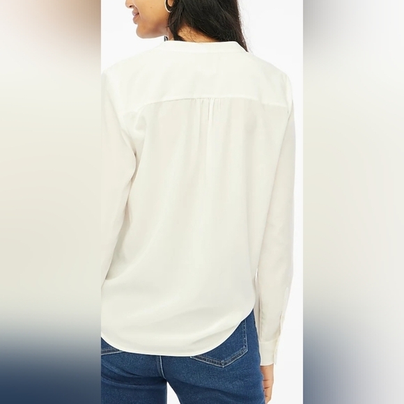 J.Crew Popover Placket Marine Salt Long Sleeve Blouse Size Petite XS - Picture 3 of 12